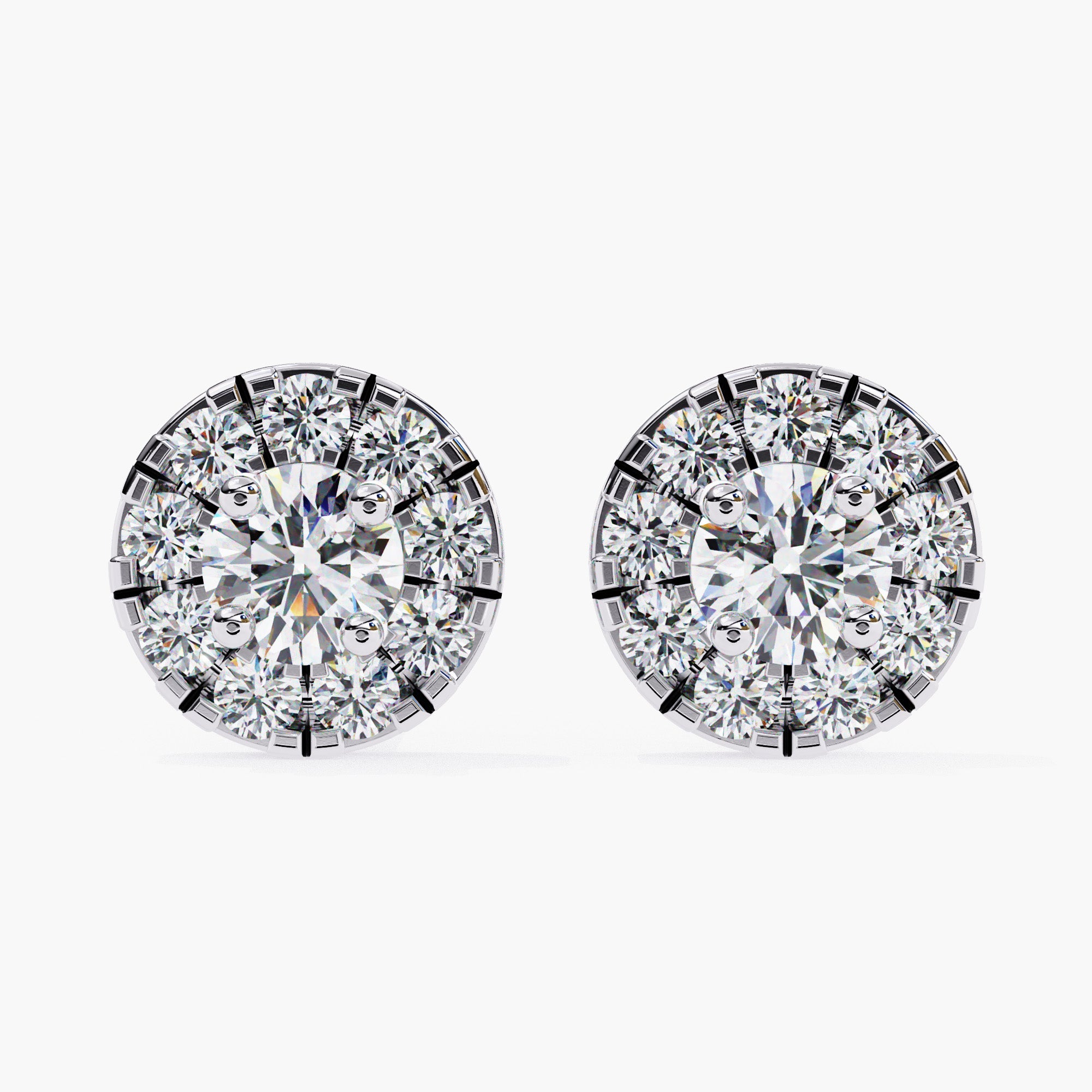 Halo Wedding Earrings | Round Halo Earrings | Niahmi Jewellers