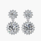 Round Halo Drop Earrings (1.5 tcw)