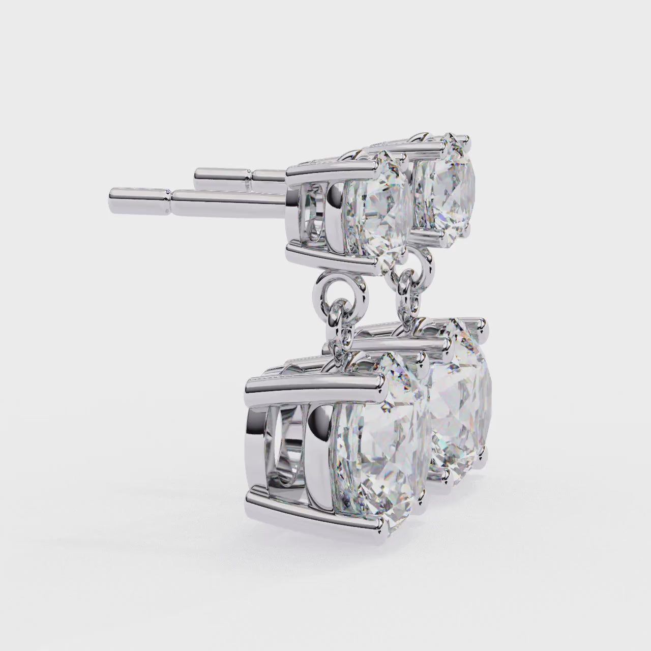 Round Stud Drop Earrings