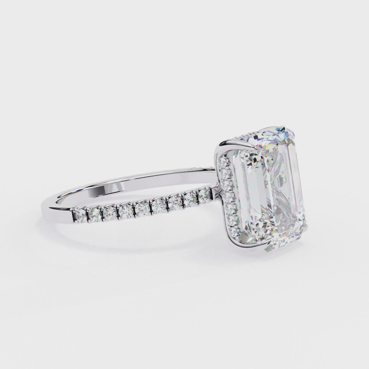 Hidden Halo Engagement Ring | Emerald Diamond Ring | Niahmi Jewellers