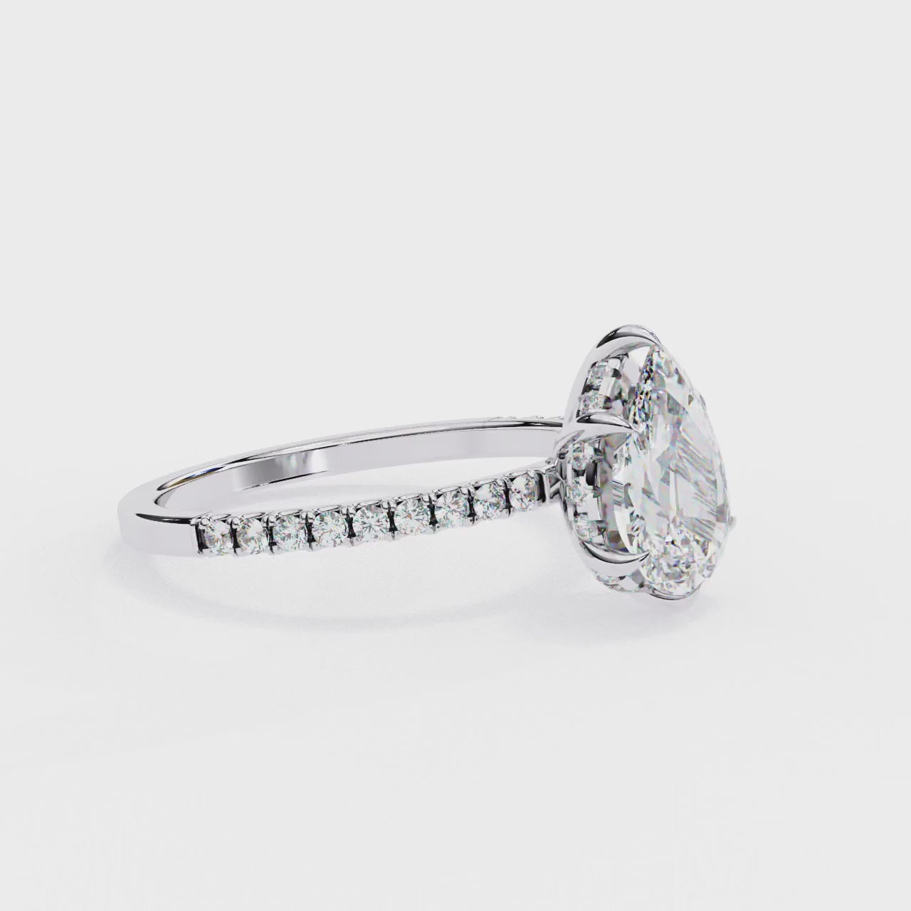 Pear Hidden Halo Pave