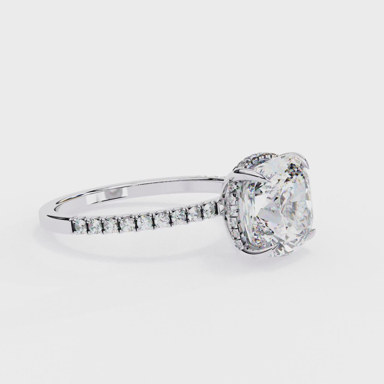 Cushion Hidden Halo Pave
